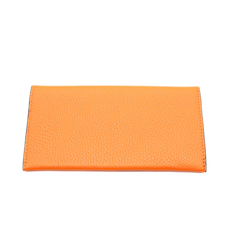 katy orange card holder leather wallet back