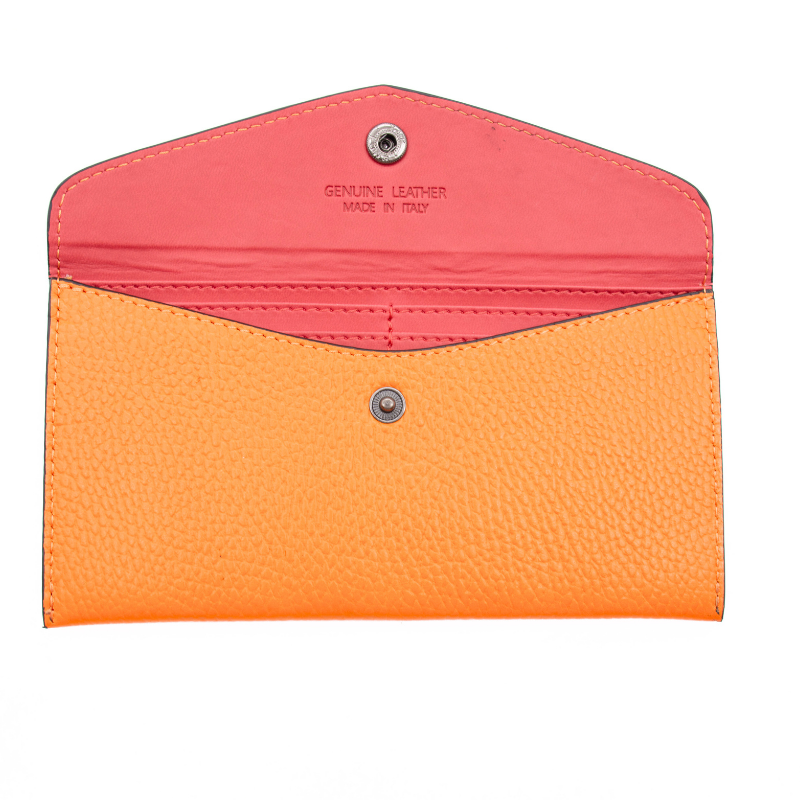 katy orange card holder leather wallet interior detail