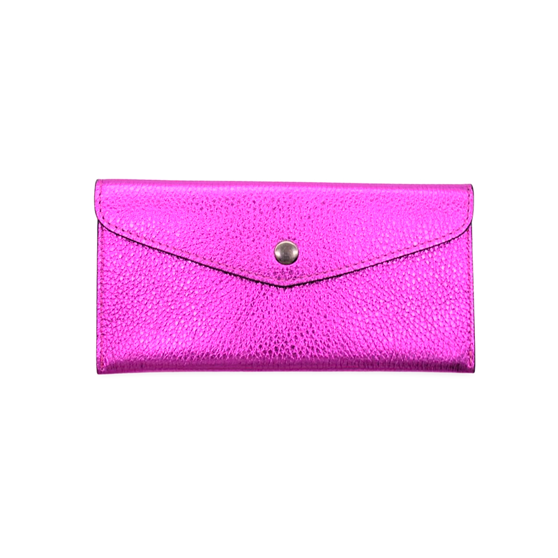 katy metal pink card holder leather wallet