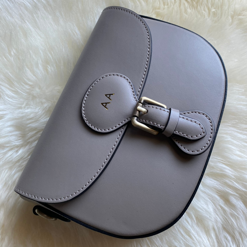 lili beige leather crossbody bag gold personalization