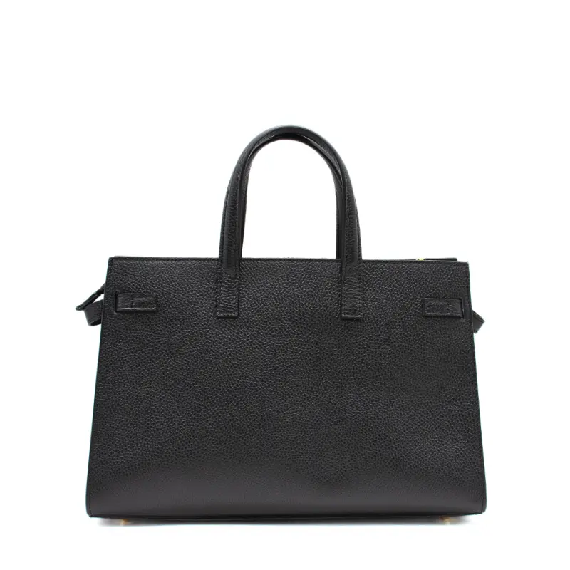 carine black leather handbag back