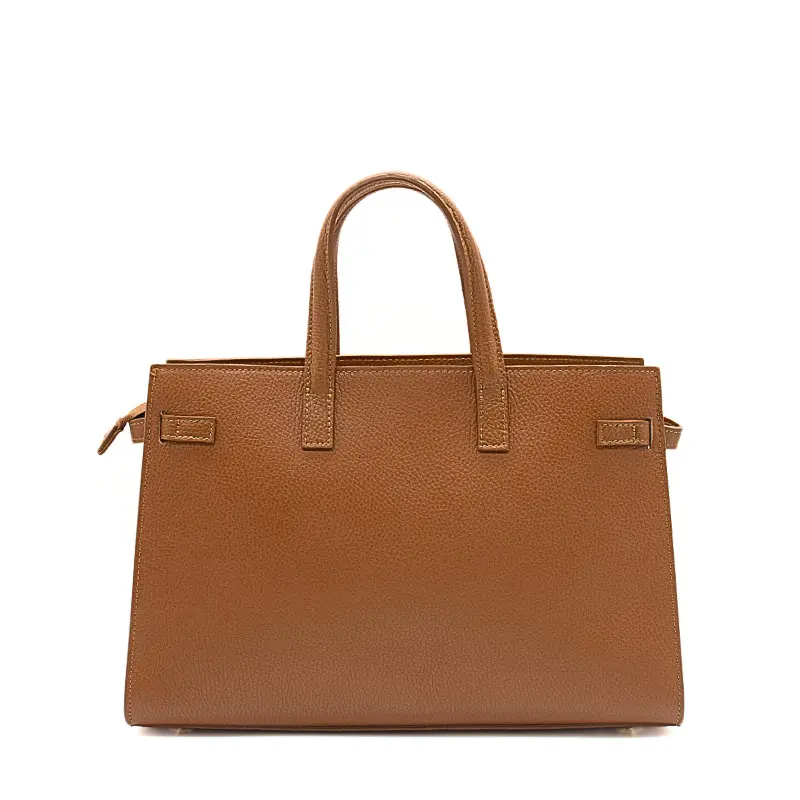 carine camel leather handbag back