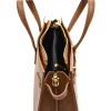 carine camel leather handbag opened