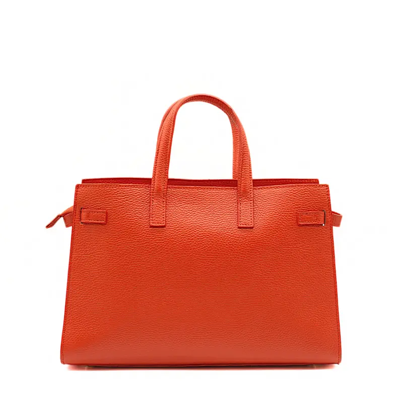 carine orange leather handbag back