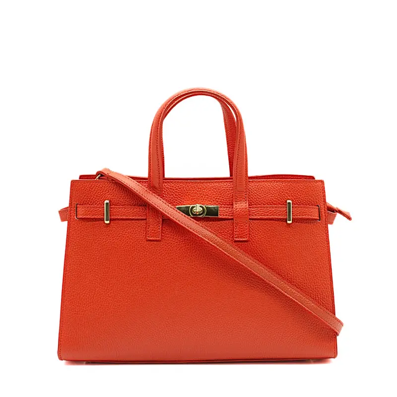 carine orange leather handbag strap