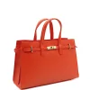 carine orange leather handbag side