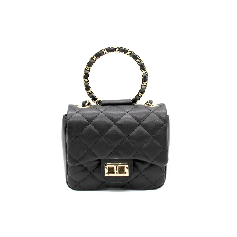 petite classic black leather handbag