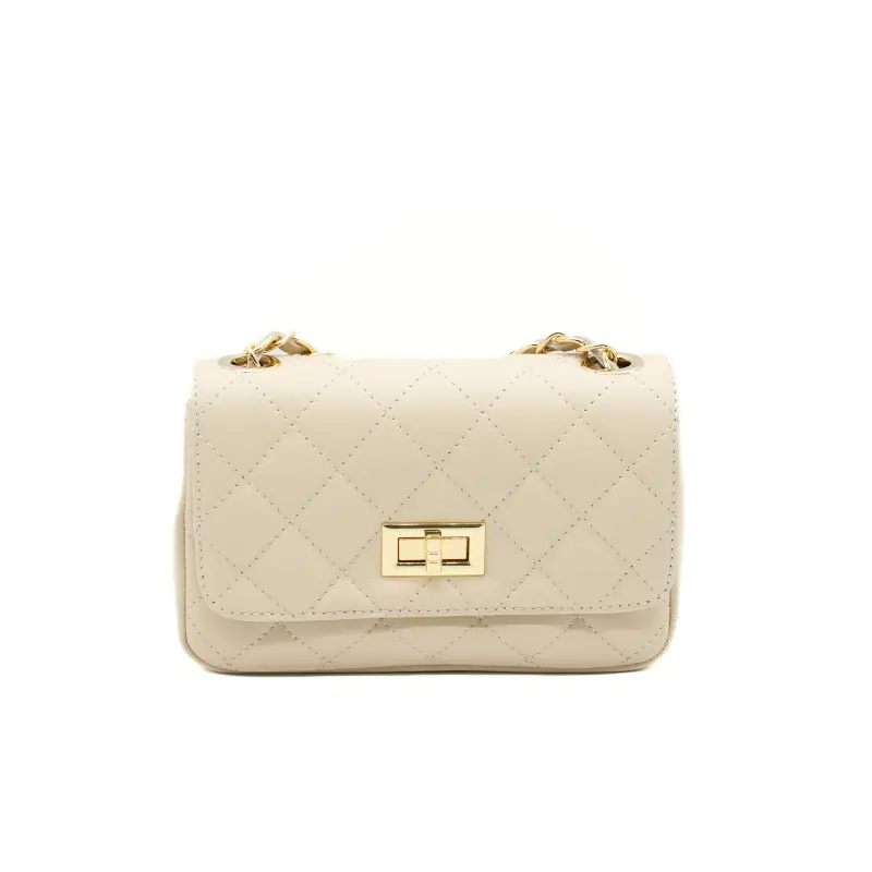 classic s beige shoulder leather bag front