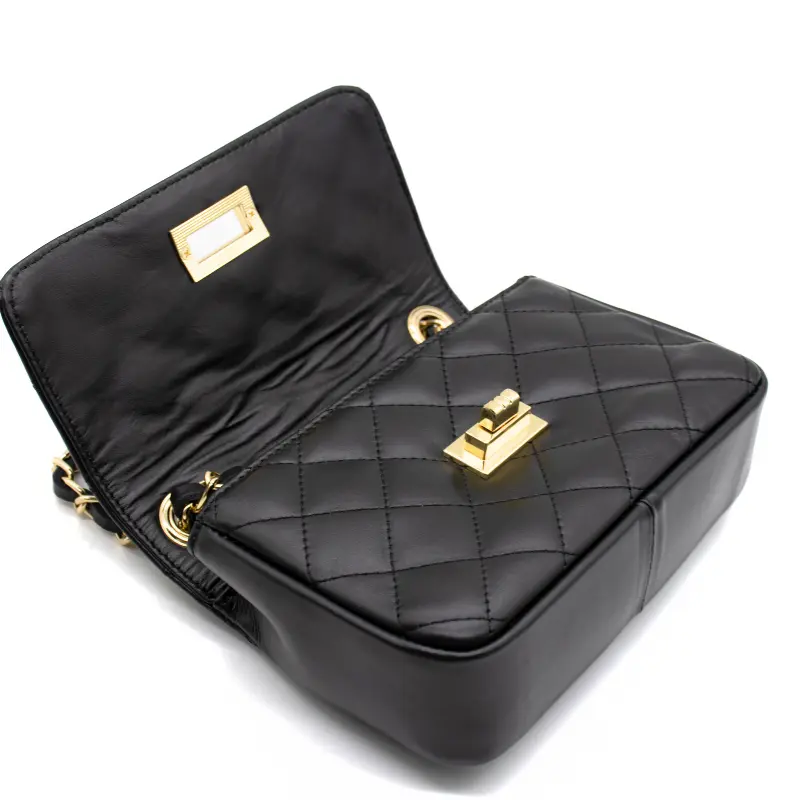 classic s black shoulder leather bag layed