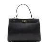 sophia black leather handbag gold personalization