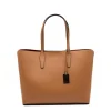 Stud Mala Tote em Pele Camel