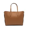 stud camel tote leather bag back