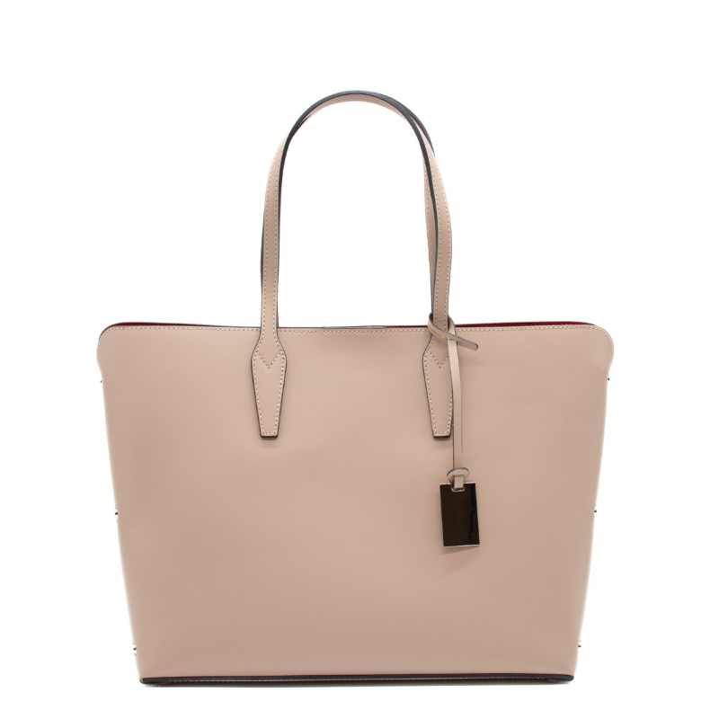 stud nude tote leather bag