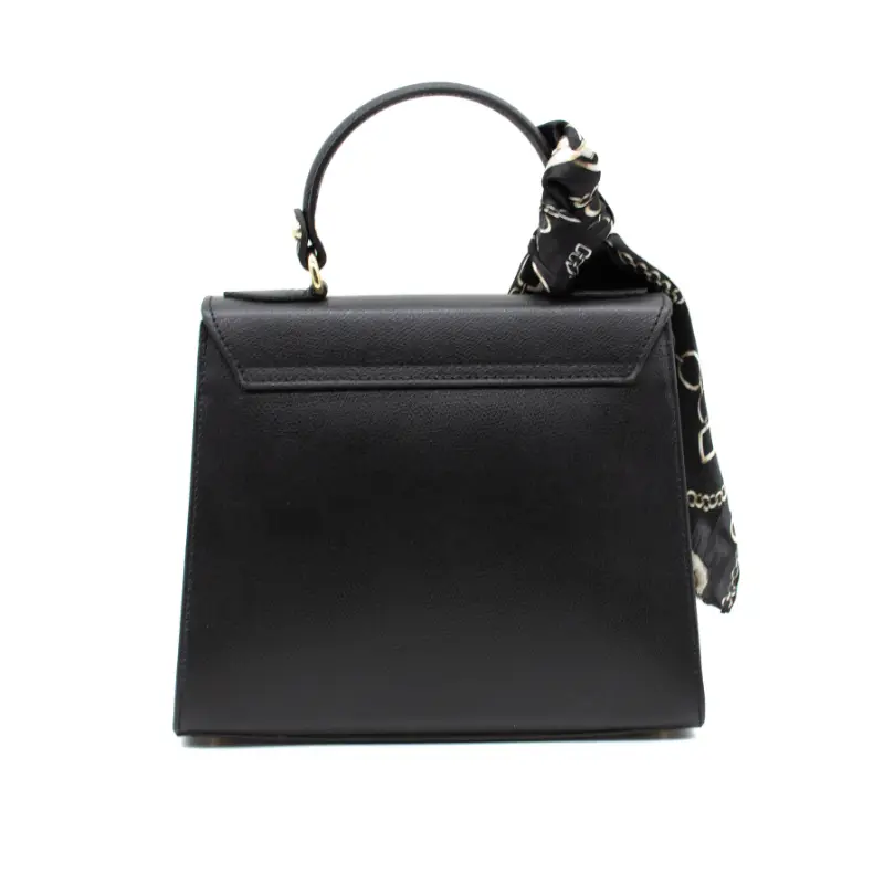 Diva black leather handbag back