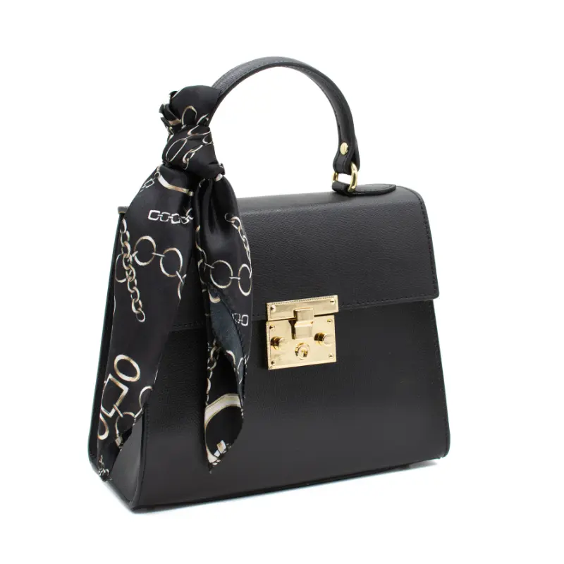 Diva black leather handbag side