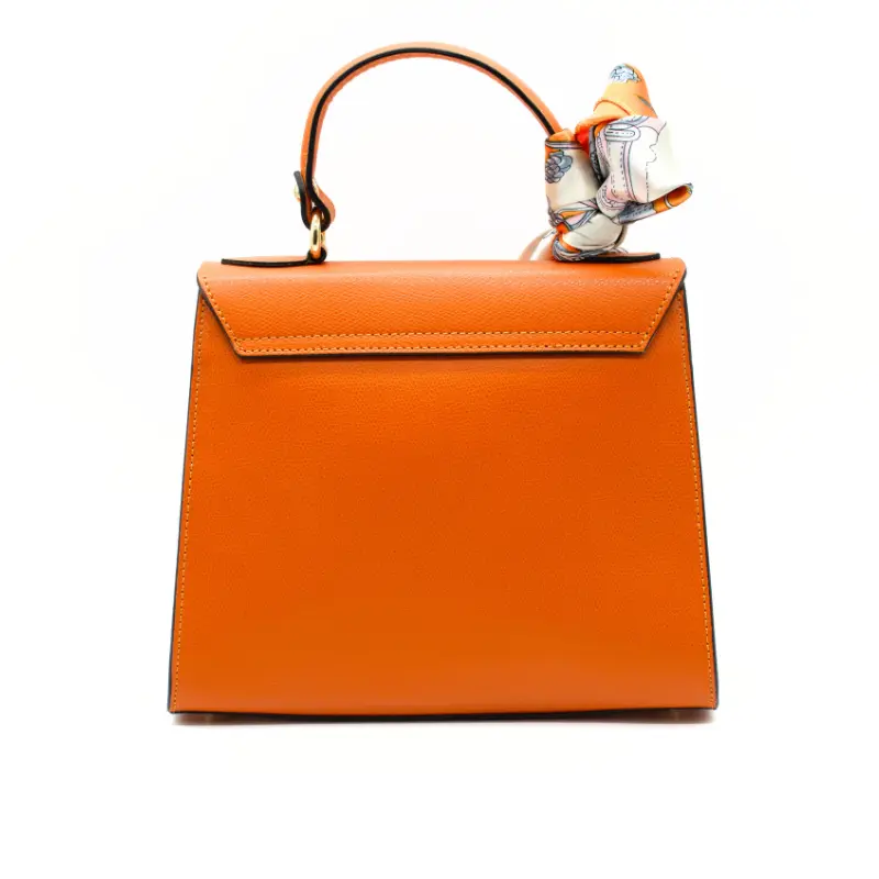 Diva orange leather handbag back