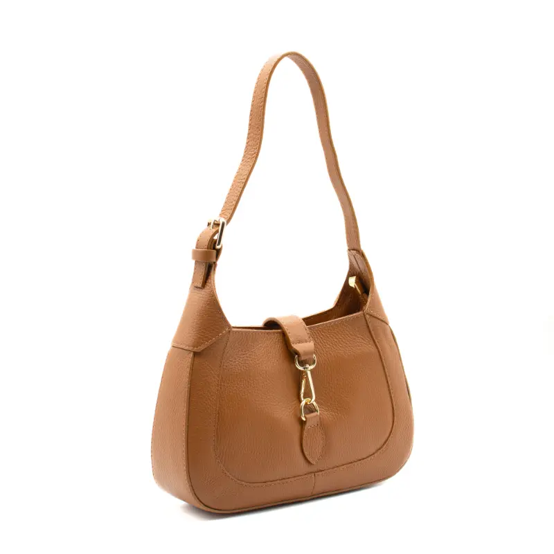 amy camel crossbody leather bag side