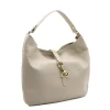 audrey beige shoulder leather bag side