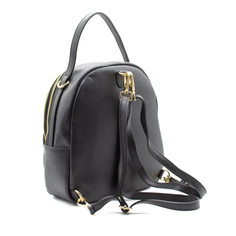 audrey black leather backpack side straps