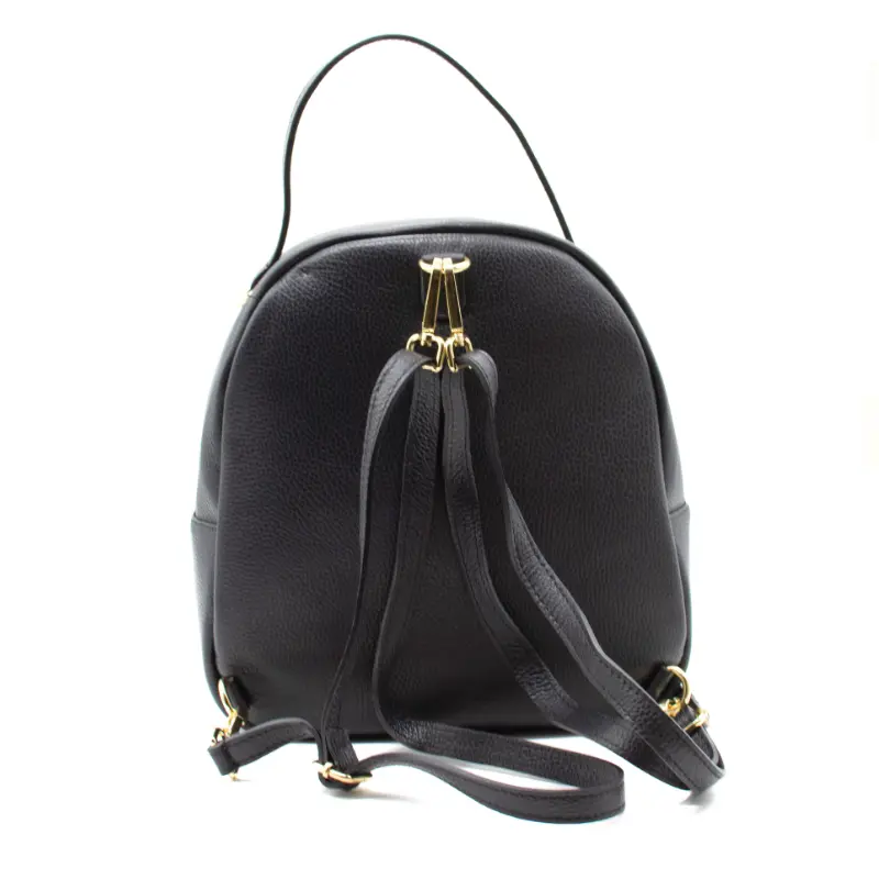 audrey black leather backpack back straps