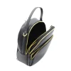 audrey black leather backpack interior up