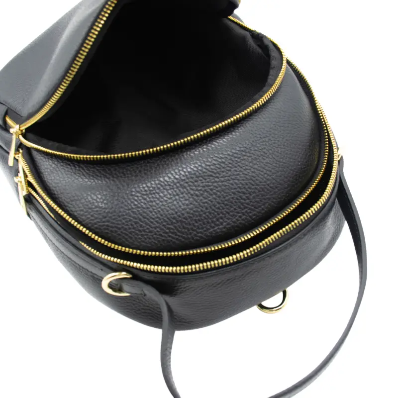 audrey black leather backpack interior4