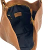 audrey camel shoulder leather bag interior