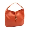 audrey orange shoulder leather bag side