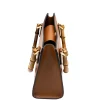 bamboo camel leather handbag closing