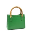 bamboo green leather handbag side