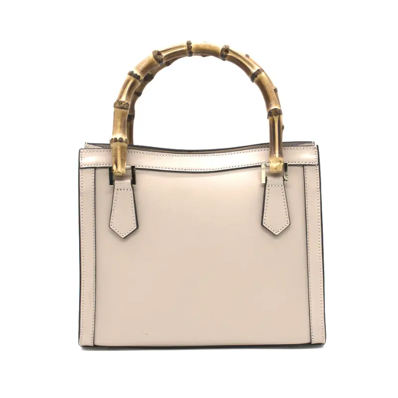 bamboo nude leather handbag