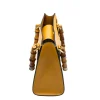 bamboo yellow leather handbag closing