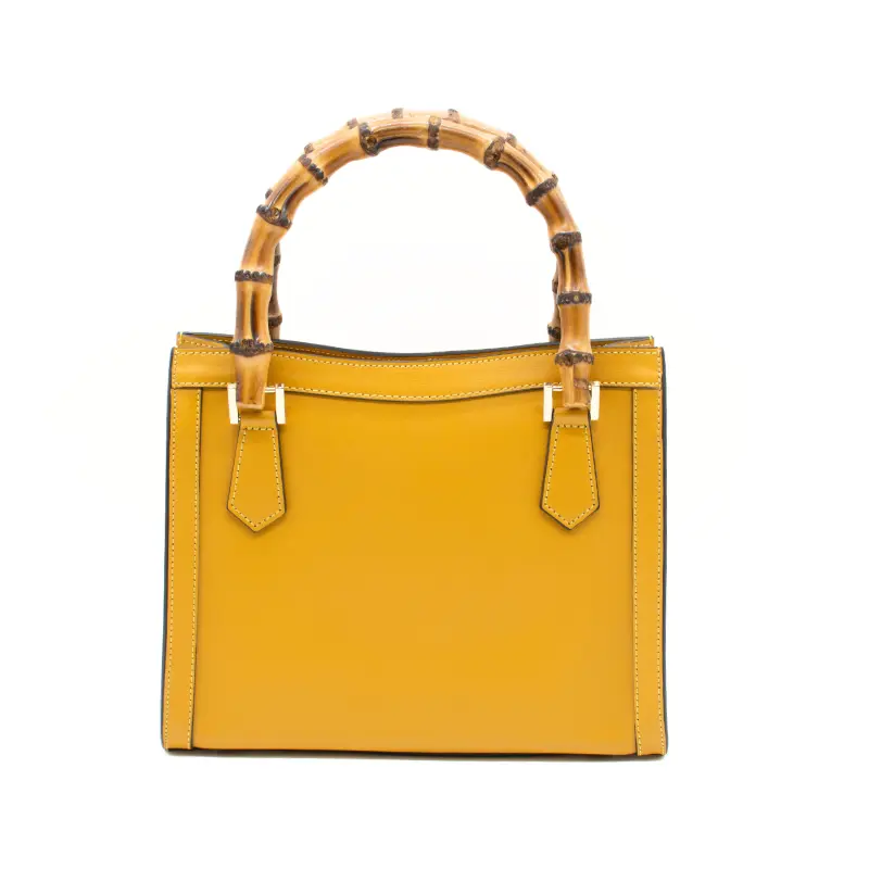 bamboo yellow leather handbag