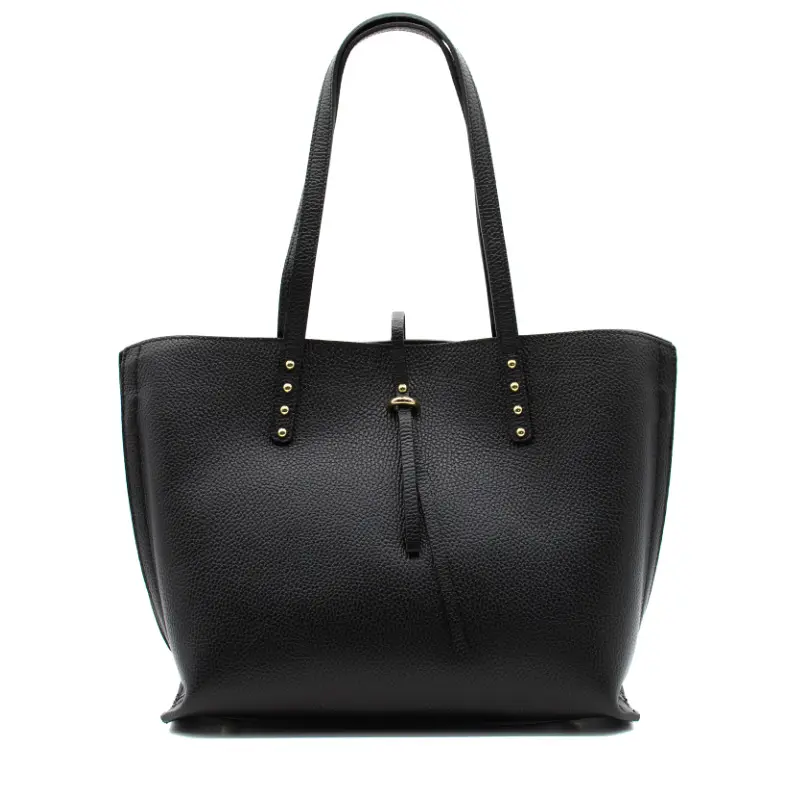 bela black tote leather bag