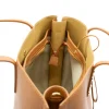 bela camel tote leather bag opened