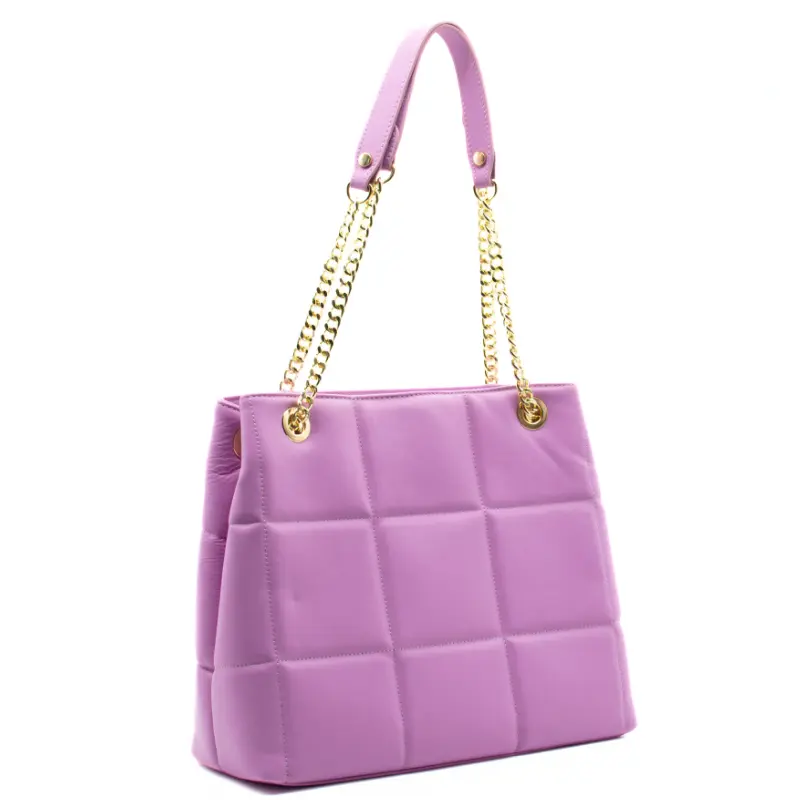 charlotte lilac leather shoulder bag side