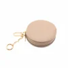 circle beige leather coin purse