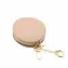 circle beige leather coin purse zip