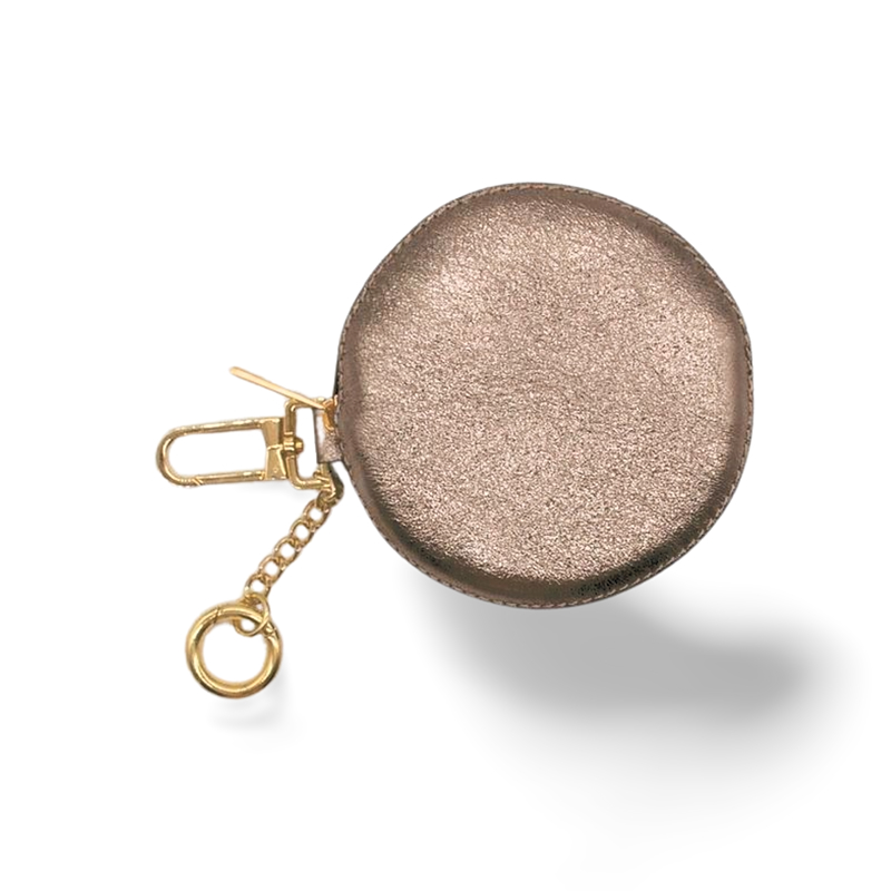 circle bronze leather coin purse