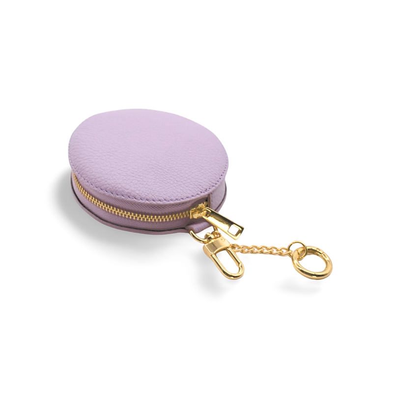 Circle Lilac Leather Coin Purse zip