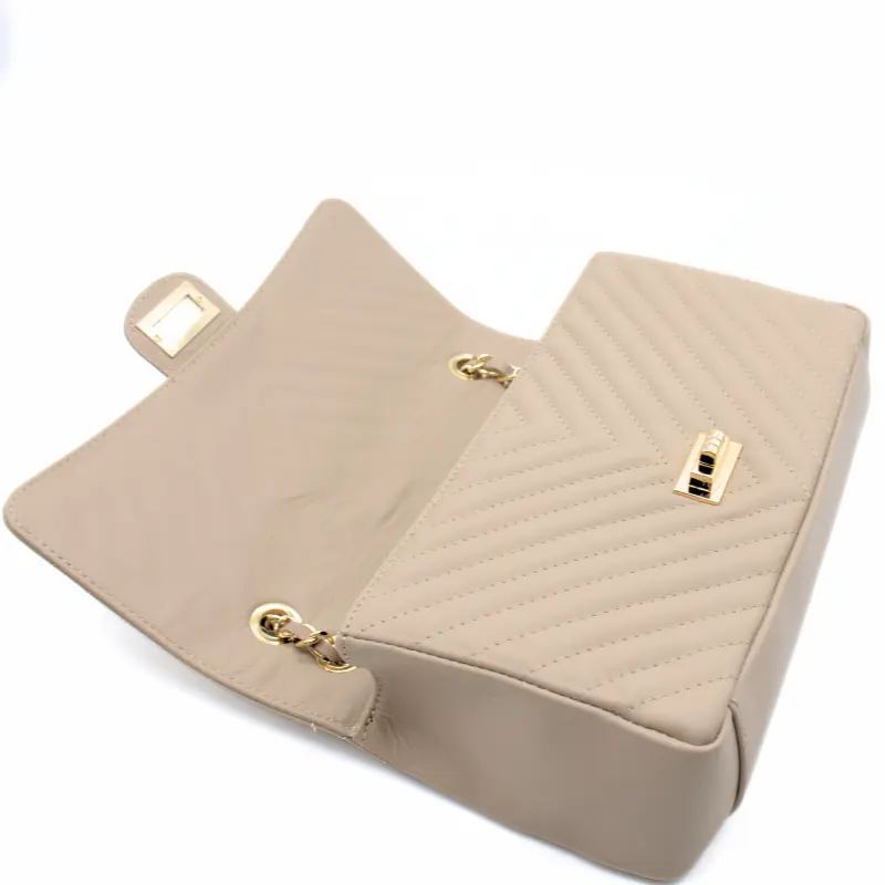 classic stripes m nude shoulder leather bag layed