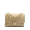 classic stripes xl beige shoulder leather bag