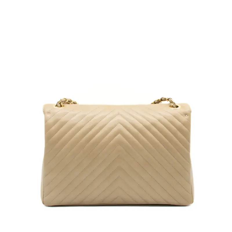 classic stripes xl beige shoulder leather bag back