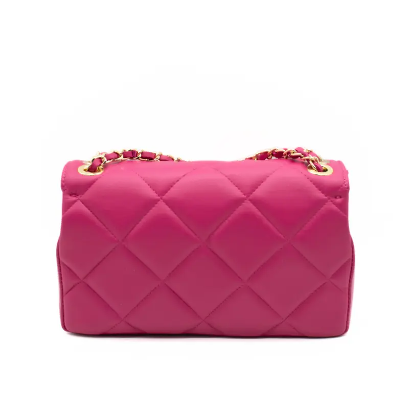 classy m shoulder leather bag fuschia back