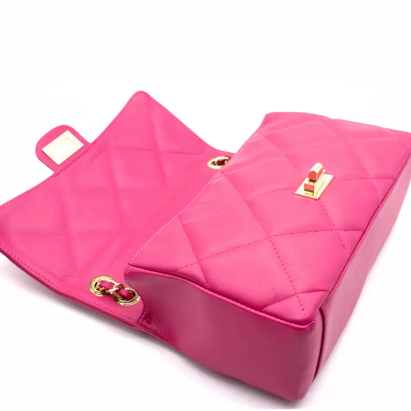 classy m shoulder leather bag fuschia layed