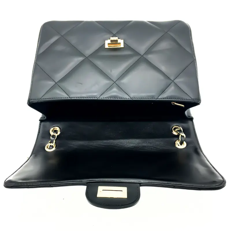 classy xl shouler leather bag black layed