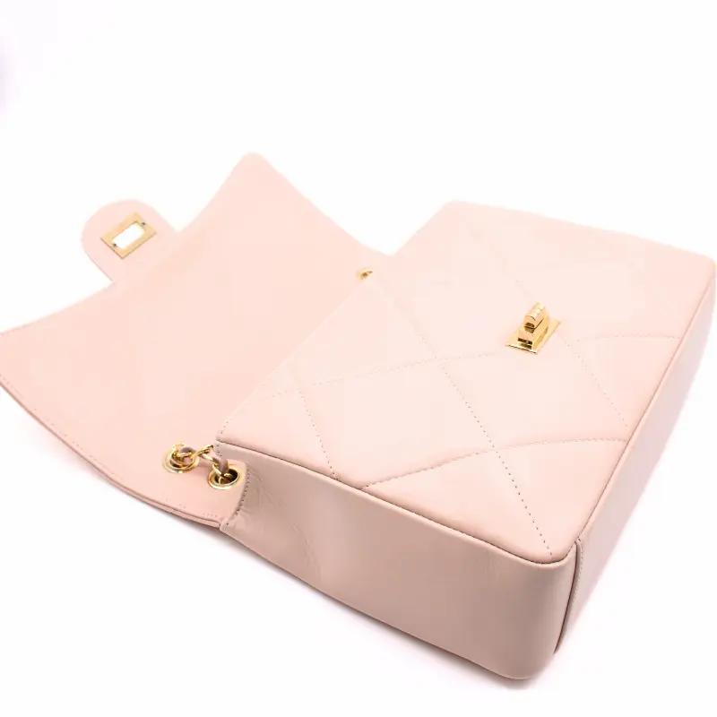 classy xl shoudler leather bag pink layed