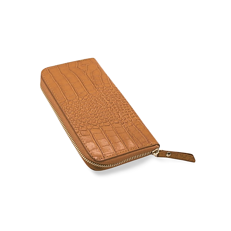 Croco Camel Leather Wallet side