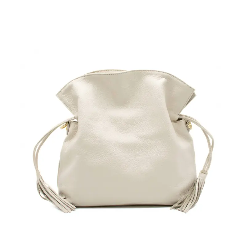 double beige multiway leather bag front