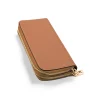 double camel leather wallet side